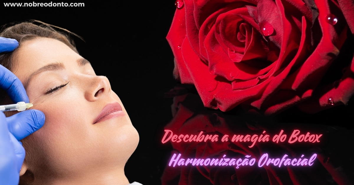 Explore o impacto do botox na odontologia com nosso banner que destaca um procedimento estético de harmonização facial, acompanhado pela beleza de uma rosa. Veja como o botox pode transformar e harmonizar o sorriso, combinando estética e cuidados odontológicos.